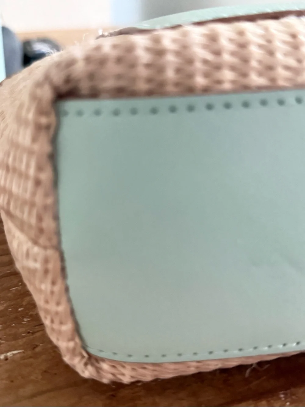 Nanette Lepore  tiffany blue Trim Woven Straw Shoulder Bag with Gold Chain